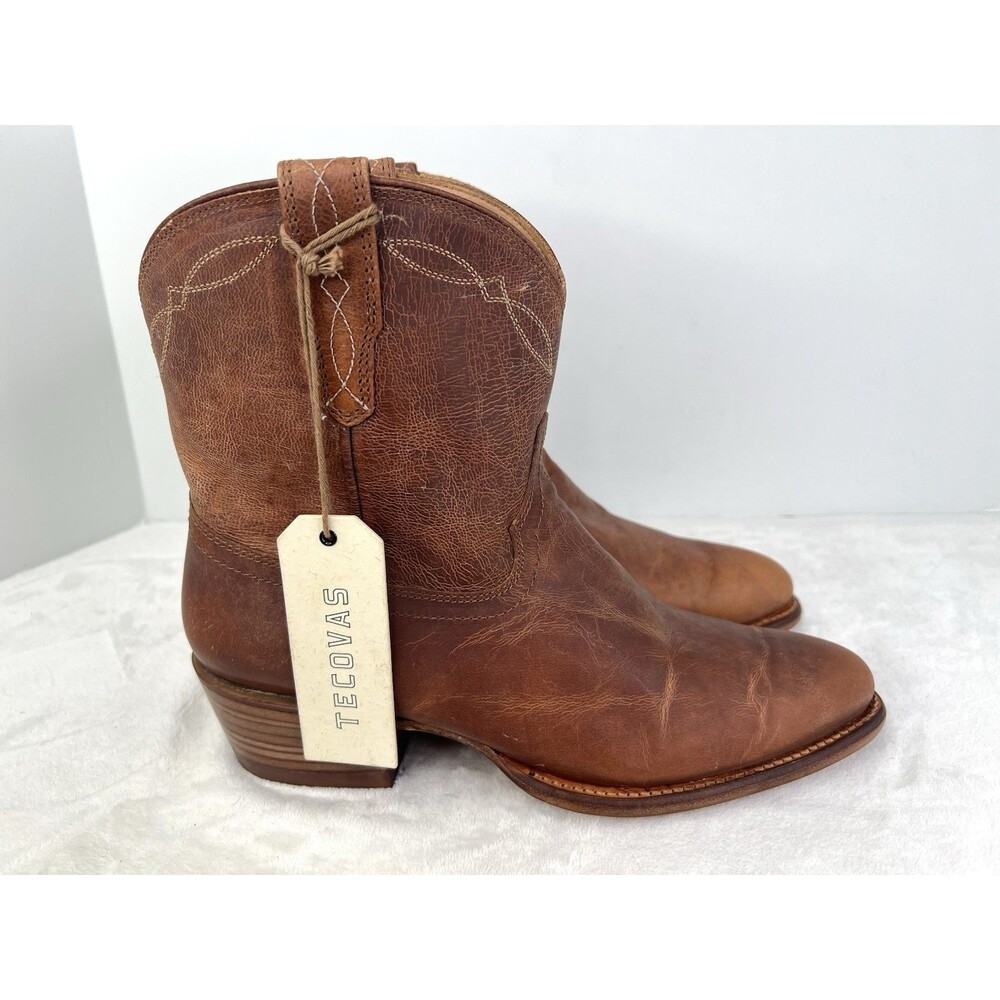 Tecovas The Penny Distressed Goat Leather Boots Roper Cowgirl Bootie Womens 9.5B